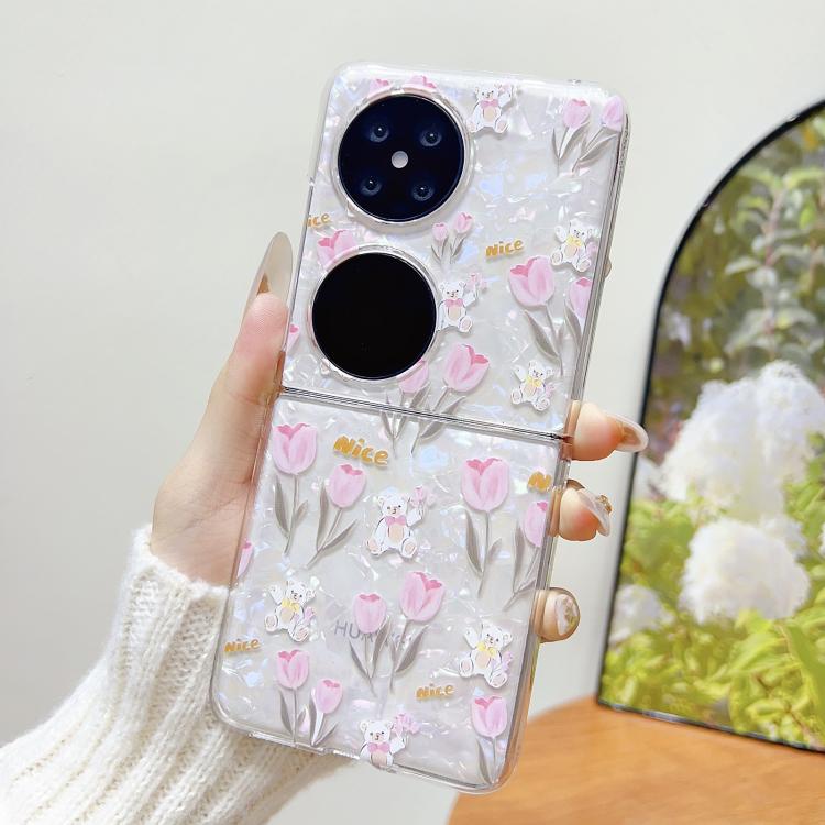 For Huawei Pocket 2 Shell Texture Flower Pattern Protective Phone Case