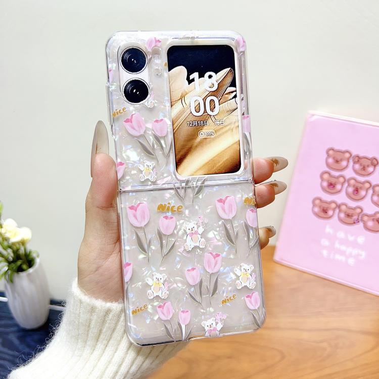 For OPPO Find N2 Flip Shell Texture Flower Pattern Protective Phone Case