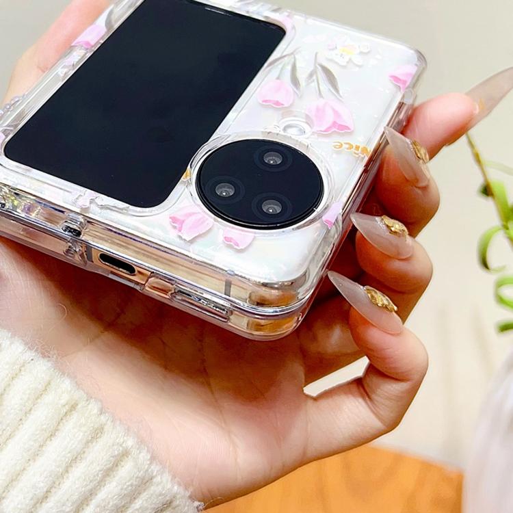 For OPPO Find N2 Flip Shell Texture Flower Pattern Protective Phone Case