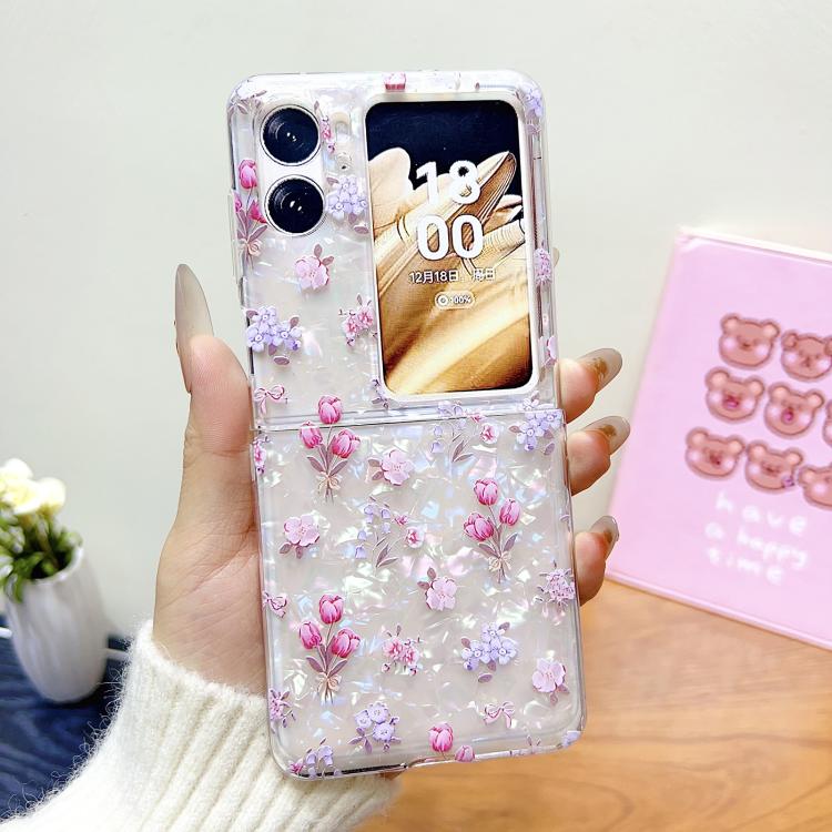 For OPPO Find N2 Flip Shell Texture Flower Pattern Protective Phone Case