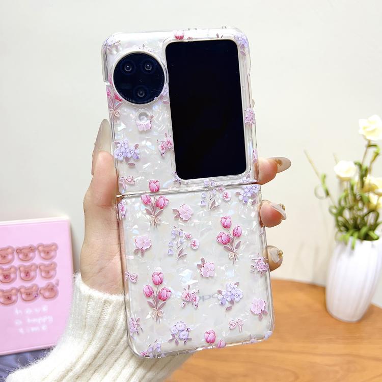 For OPPO Find N3 Flip Shell Texture Flower Pattern Protective Phone Case