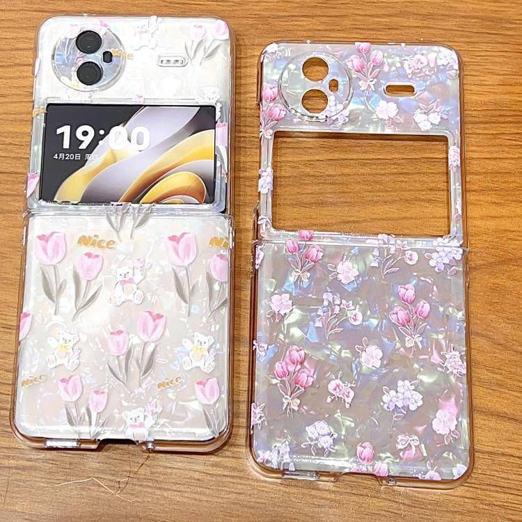 For vivo X Flip Shell Texture Flower Pattern Protective Phone Case