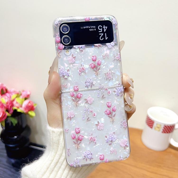 For Samsung Galaxy Z Flip3 5G Shell Texture Flower Pattern Protective Phone Case