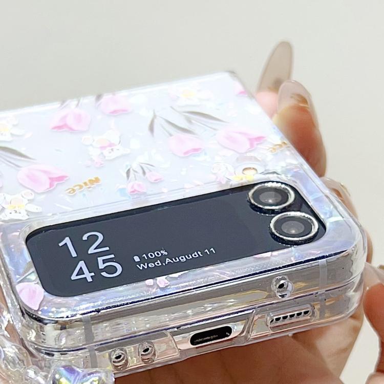 For Samsung Galaxy Z Flip4 Shell Texture Flower Pattern Protective Phone Case