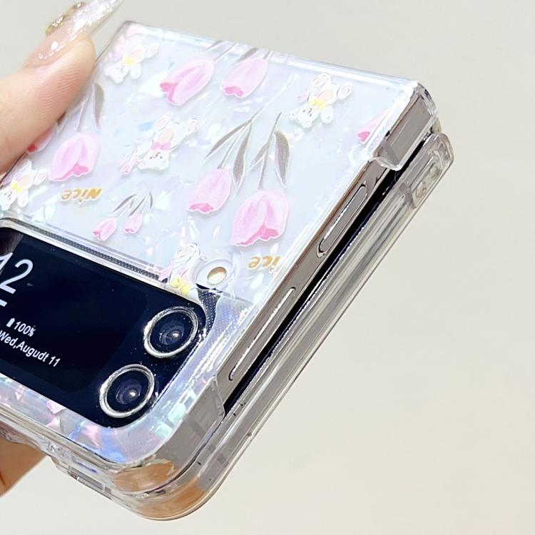 For Samsung Galaxy Z Flip4 Shell Texture Flower Pattern Protective Phone Case