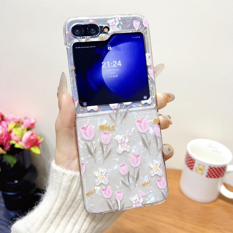For Samsung Galaxy Z Flip5 Shell Texture Flower Pattern Protective Phone Case