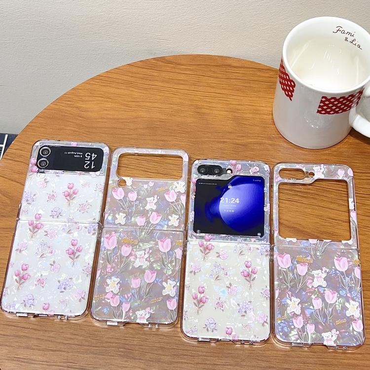 For Samsung Galaxy Z Flip5 Shell Texture Flower Pattern Protective Phone Case