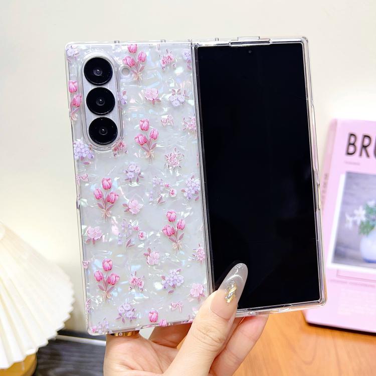For Samsung Galaxy Z Fold4 Shell Texture Flower Pattern Protective Phone Case