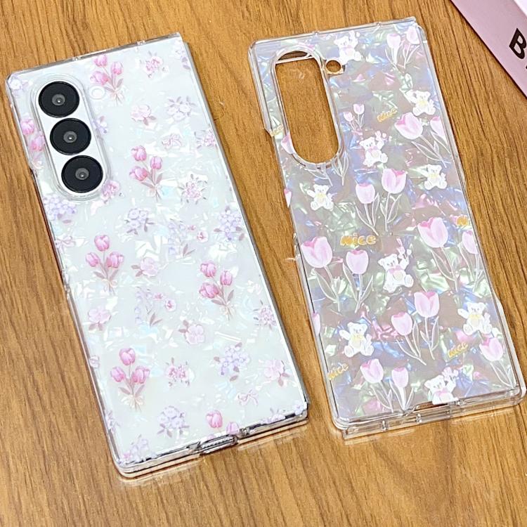 For Samsung Galaxy Z Fold5 Shell Texture Flower Pattern Protective Phone Case