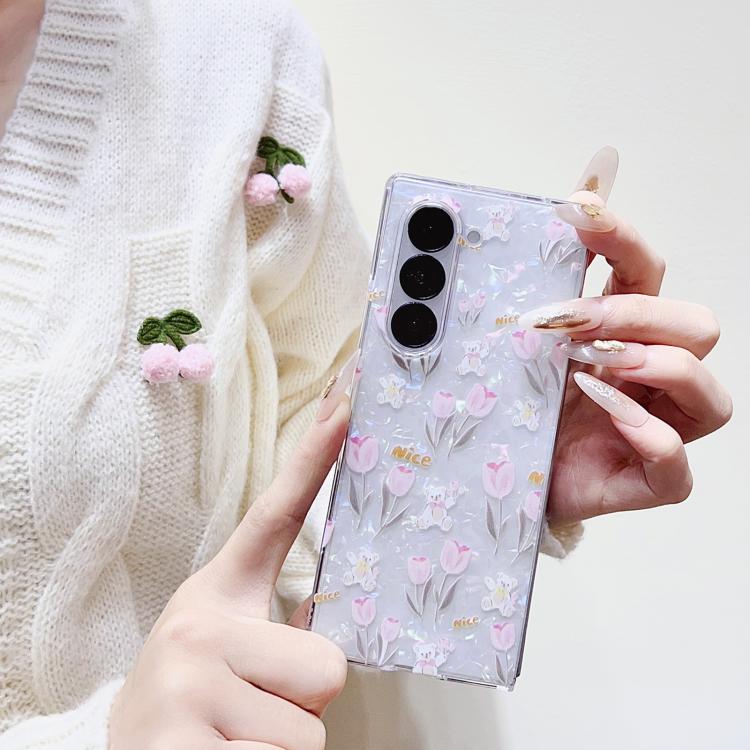 For Samsung Galaxy Z Fold Special Shell Texture Flower Pattern Protective Phone Case