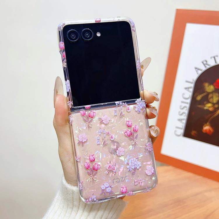 For Motorola Razr 40 Ultra Shell Texture Flower Pattern Protective Phone Case