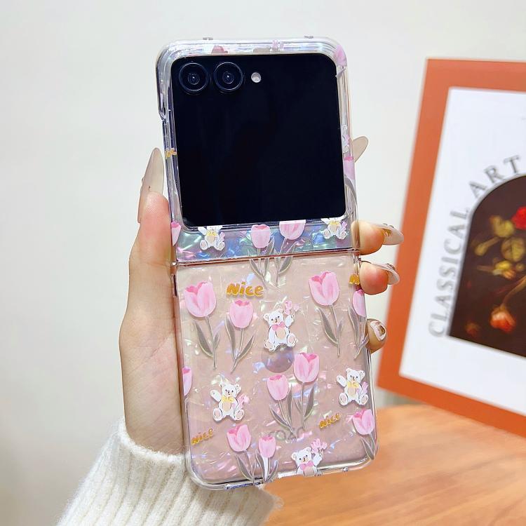 For Motorola Razr 50 Shell Texture Flower Pattern Protective Phone Case
