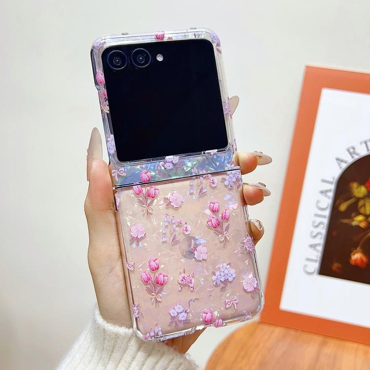 For Motorola Razr 50 Shell Texture Flower Pattern Protective Phone Case