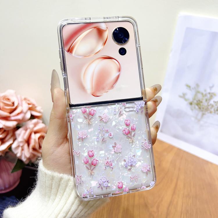 For Honor Magic V Flip Shell Texture Flower Pattern Protective Phone Case