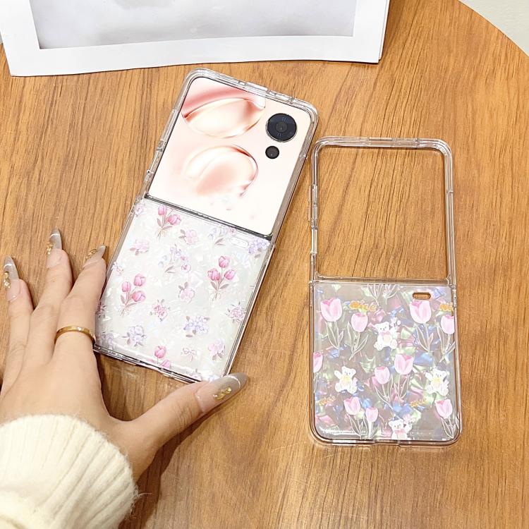 For Honor Magic V Flip Shell Texture Flower Pattern Protective Phone Case