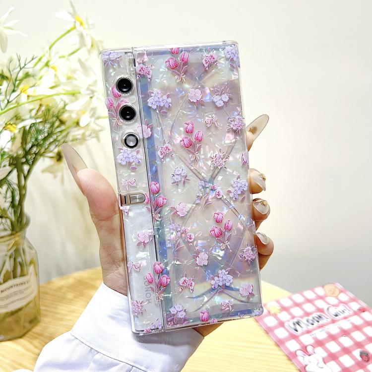 For Honor V Purse Shell Texture Flower Pattern Protective Phone Case
