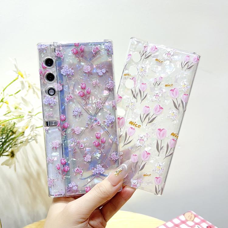 For Honor V Purse Shell Texture Flower Pattern Protective Phone Case
