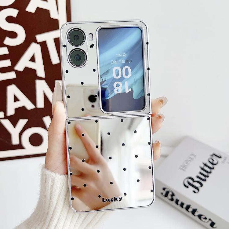 For OPPO Find N2 Flip Mirror Polka Dot PC Folding Phone Case
