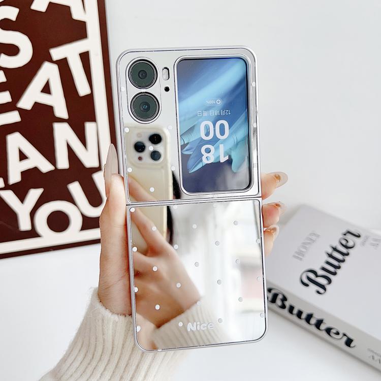 For OPPO Find N2 Flip Mirror Polka Dot PC Folding Phone Case