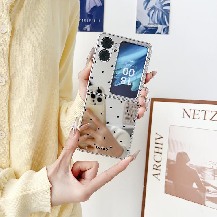 For OPPO Find N2 Flip Mirror Polka Dot PC Folding Phone Case