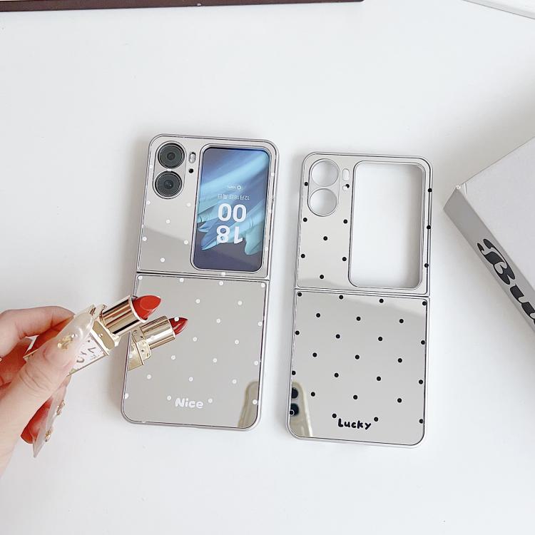 For OPPO Find N2 Flip Mirror Polka Dot PC Folding Phone Case