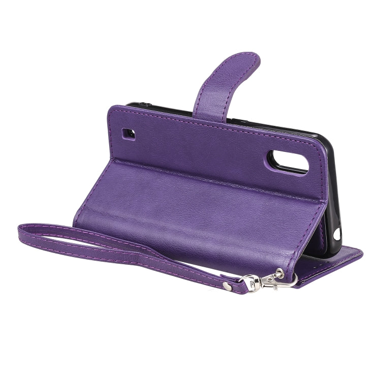 For Samsung Galaxy A01(EU Version) 2 in 1 Solid Color Detachable PU Leather Case with Card Slots & Magnetic Holder & Photo Frame & Wallet & Strap