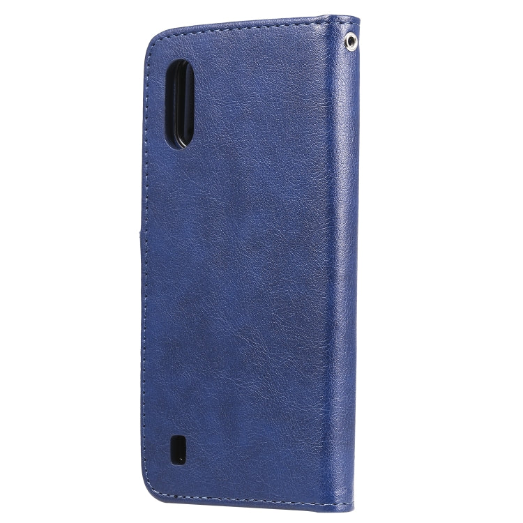 For Samsung Galaxy A01(EU Version) 2 in 1 Solid Color Detachable PU Leather Case with Card Slots & Magnetic Holder & Photo Frame & Wallet & Strap