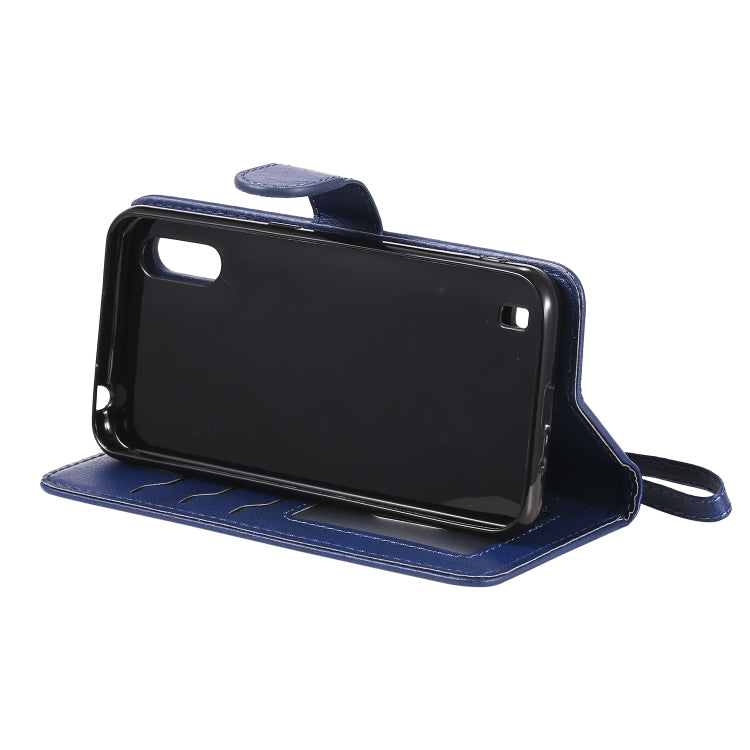 For Samsung Galaxy A01(EU Version) 2 in 1 Solid Color Detachable PU Leather Case with Card Slots & Magnetic Holder & Photo Frame & Wallet & Strap