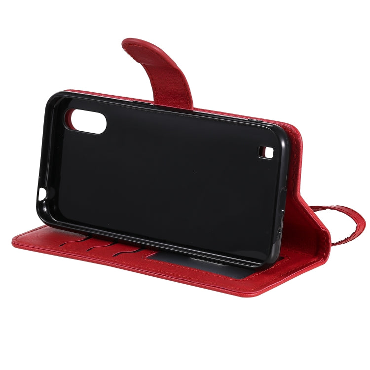 For Samsung Galaxy A01(EU Version) 2 in 1 Solid Color Detachable PU Leather Case with Card Slots & Magnetic Holder & Photo Frame & Wallet & Strap
