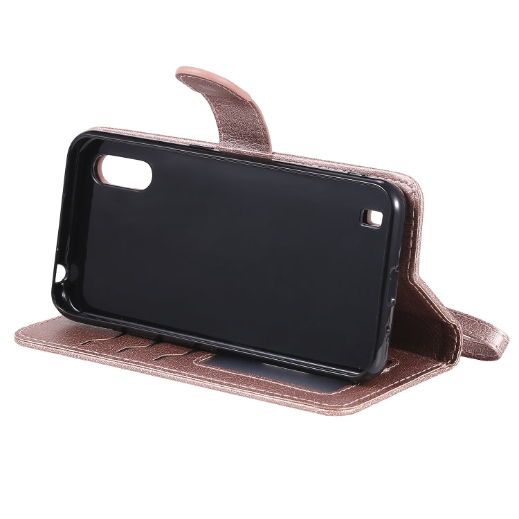 For Samsung Galaxy A01(EU Version) 2 in 1 Solid Color Detachable PU Leather Case with Card Slots & Magnetic Holder & Photo Frame & Wallet & Strap