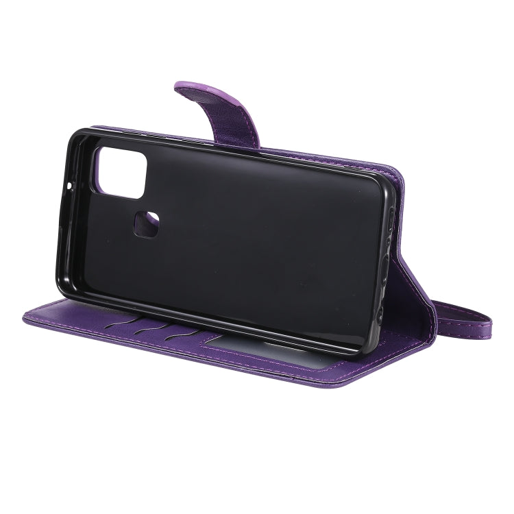 For Samsung Galaxy A21s 2 in 1 Solid Color Detachable PU Leather Case with Card Slots & Magnetic Holder & Photo Frame & Wallet & Strap