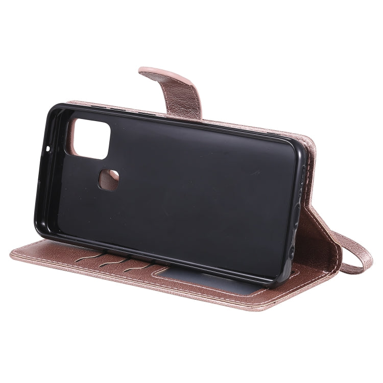 For Samsung Galaxy A21s 2 in 1 Solid Color Detachable PU Leather Case with Card Slots & Magnetic Holder & Photo Frame & Wallet & Strap