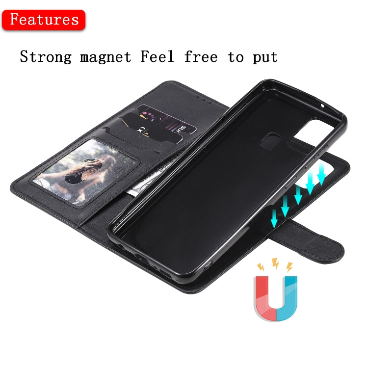 For Samsung Galaxy A21s 2 in 1 Solid Color Detachable PU Leather Case with Card Slots & Magnetic Holder & Photo Frame & Wallet & Strap