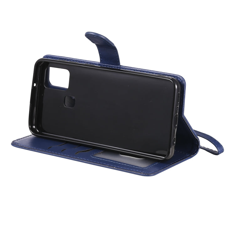 For Samsung Galaxy A21s 2 in 1 Solid Color Detachable PU Leather Case with Card Slots & Magnetic Holder & Photo Frame & Wallet & Strap