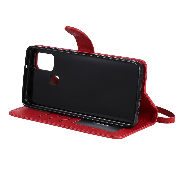 For Samsung Galaxy A21s 2 in 1 Solid Color Detachable PU Leather Case with Card Slots & Magnetic Holder & Photo Frame & Wallet & Strap