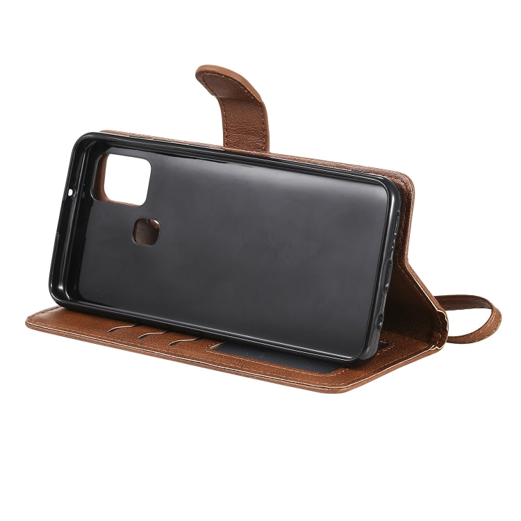 For Samsung Galaxy A21s 2 in 1 Solid Color Detachable PU Leather Case with Card Slots & Magnetic Holder & Photo Frame & Wallet & Strap