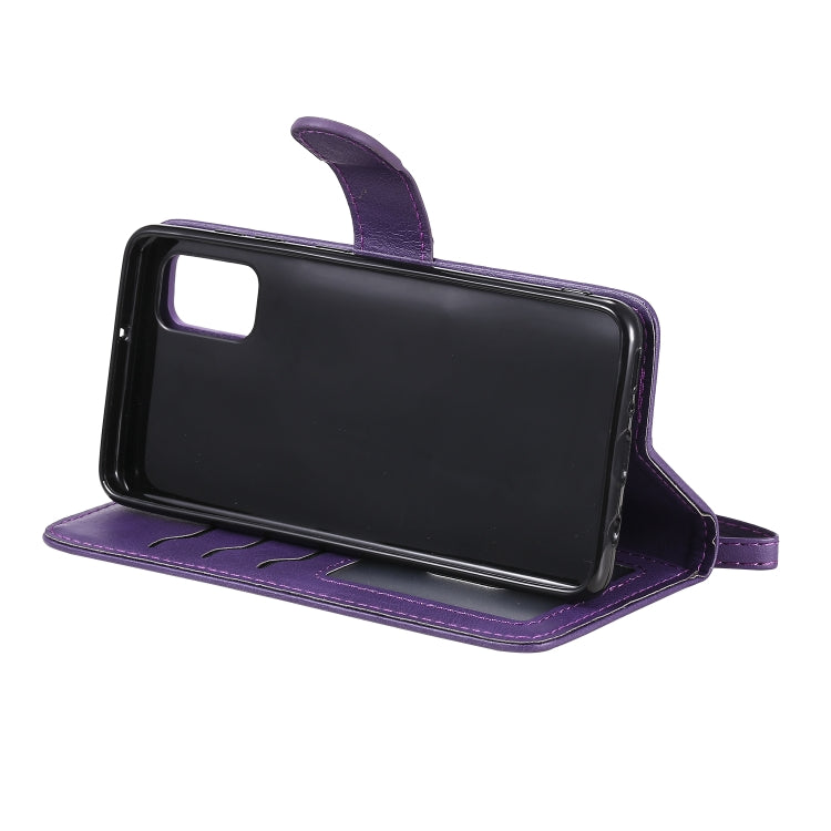 For Samsung Galaxy A41(EU Version) 2 in 1 Solid Color Detachable PU Leather Case with Card Slots & Magnetic Holder & Photo Frame & Wallet & Strap