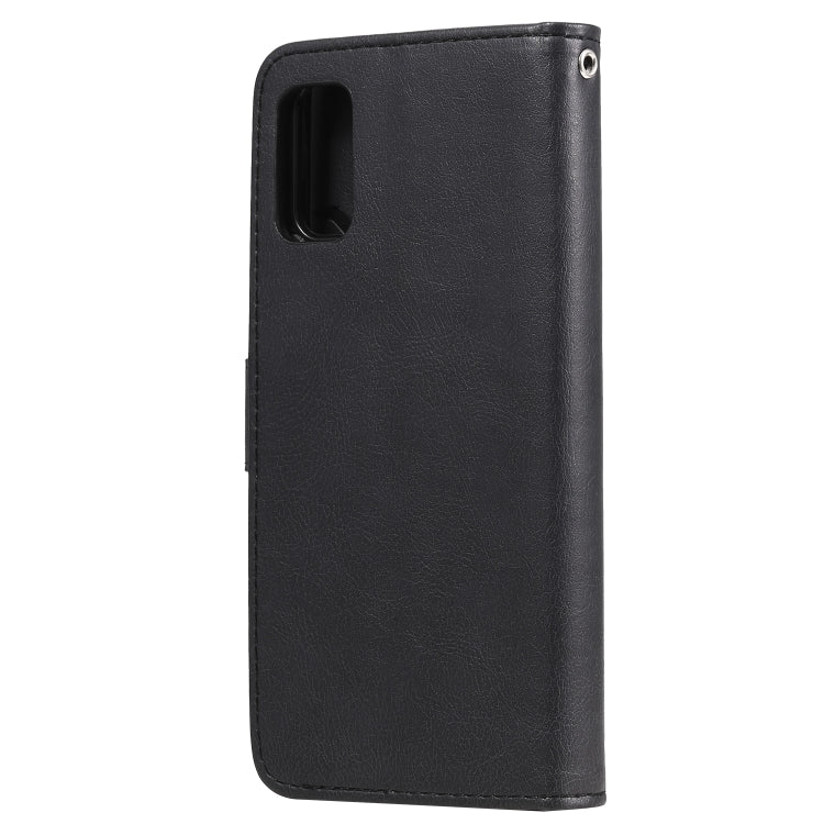 For Samsung Galaxy A41(EU Version) 2 in 1 Solid Color Detachable PU Leather Case with Card Slots & Magnetic Holder & Photo Frame & Wallet & Strap