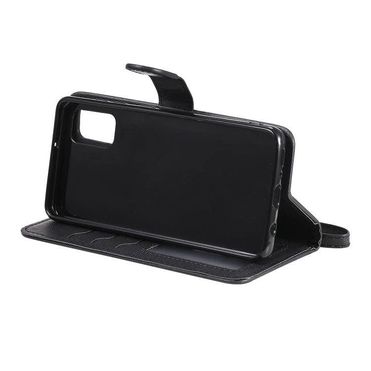 For Samsung Galaxy A41(EU Version) 2 in 1 Solid Color Detachable PU Leather Case with Card Slots & Magnetic Holder & Photo Frame & Wallet & Strap