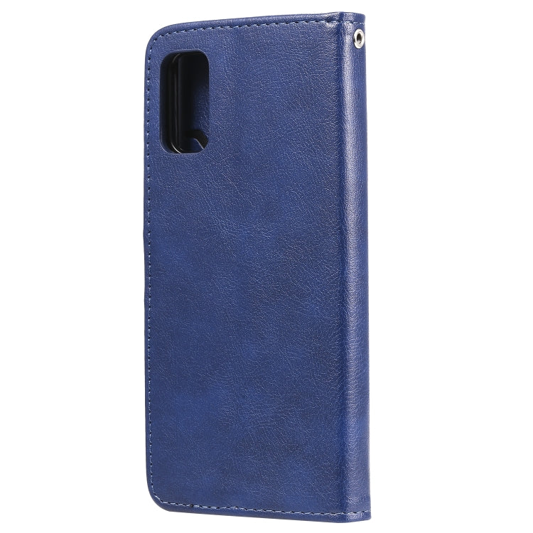 For Samsung Galaxy A41(EU Version) 2 in 1 Solid Color Detachable PU Leather Case with Card Slots & Magnetic Holder & Photo Frame & Wallet & Strap
