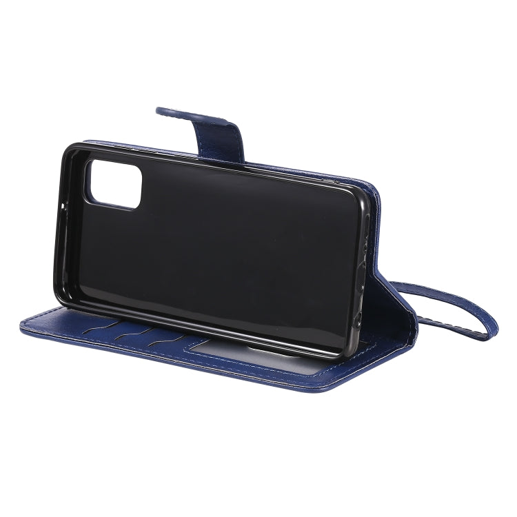 For Samsung Galaxy A41(EU Version) 2 in 1 Solid Color Detachable PU Leather Case with Card Slots & Magnetic Holder & Photo Frame & Wallet & Strap
