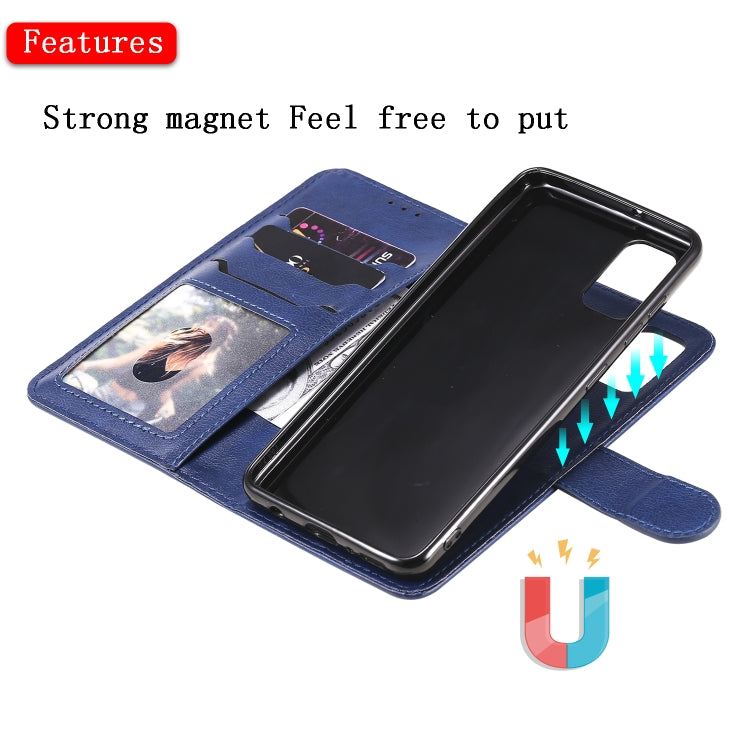 For Samsung Galaxy A41(EU Version) 2 in 1 Solid Color Detachable PU Leather Case with Card Slots & Magnetic Holder & Photo Frame & Wallet & Strap