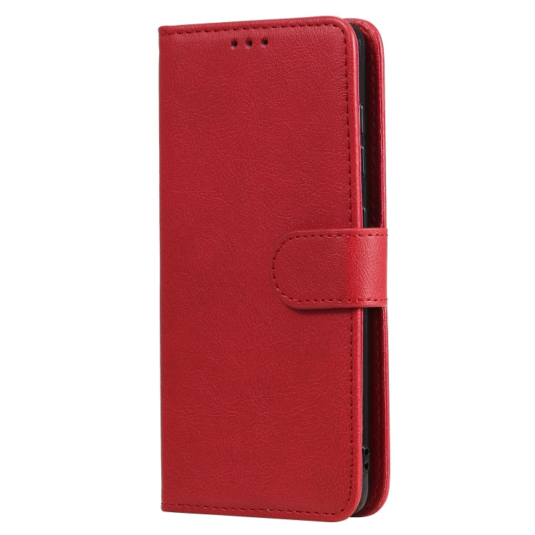 For Samsung Galaxy A41(EU Version) 2 in 1 Solid Color Detachable PU Leather Case with Card Slots & Magnetic Holder & Photo Frame & Wallet & Strap