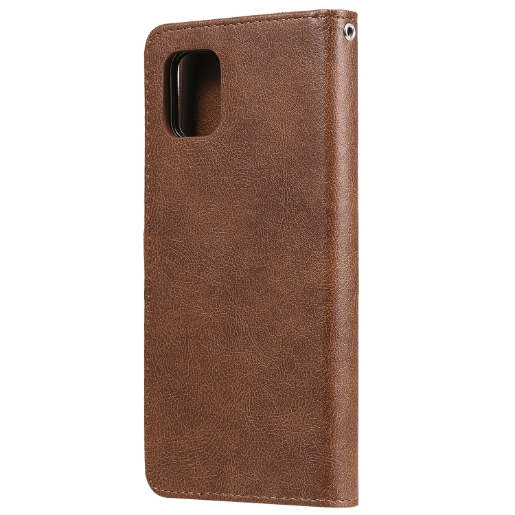 For Samsung Galaxy A81 / Note 10 Lite 2 in 1 Solid Color Detachable PU Leather Case with Card Slots & Magnetic Holder & Photo Frame & Wallet & Strap