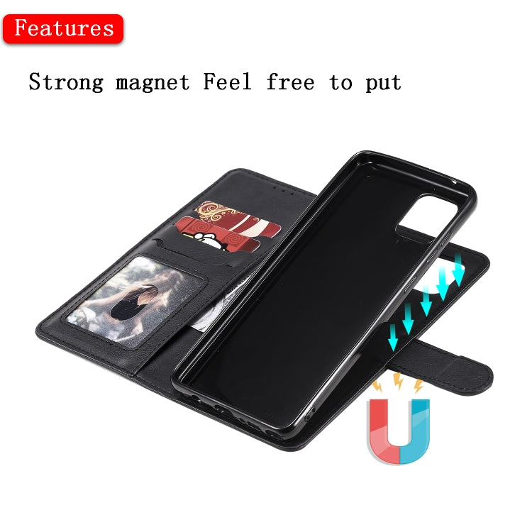 For Samsung Galaxy A81 / Note 10 Lite 2 in 1 Solid Color Detachable PU Leather Case with Card Slots & Magnetic Holder & Photo Frame & Wallet & Strap