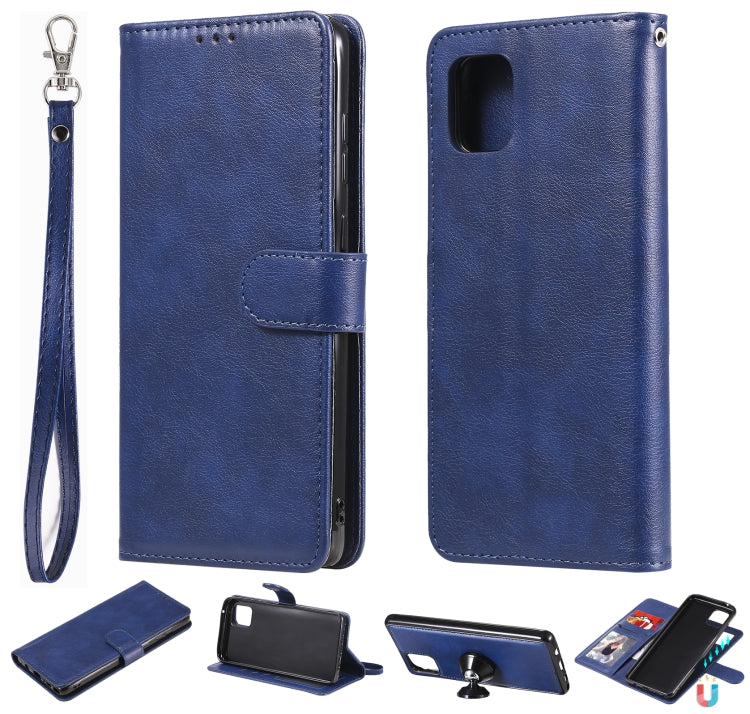 For Samsung Galaxy A81 / Note 10 Lite 2 in 1 Solid Color Detachable PU Leather Case with Card Slots & Magnetic Holder & Photo Frame & Wallet & Strap