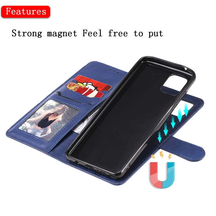 For Samsung Galaxy A81 / Note 10 Lite 2 in 1 Solid Color Detachable PU Leather Case with Card Slots & Magnetic Holder & Photo Frame & Wallet & Strap