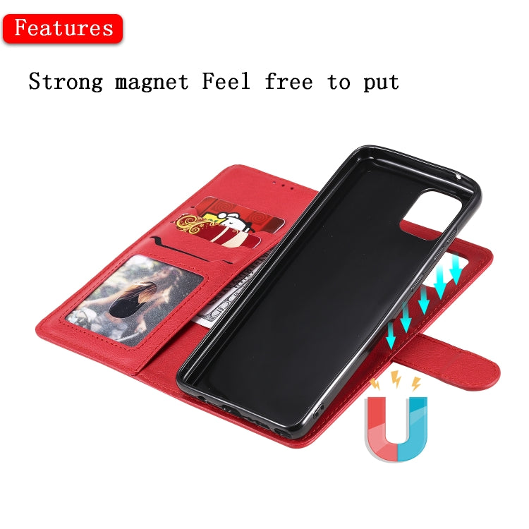 For Samsung Galaxy A81 / Note 10 Lite 2 in 1 Solid Color Detachable PU Leather Case with Card Slots & Magnetic Holder & Photo Frame & Wallet & Strap
