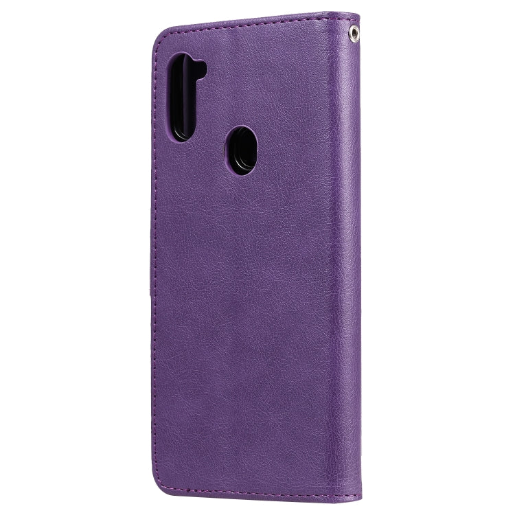 For Samsung Galaxy M11 / A11 2 in 1 Solid Color Detachable PU Leather Case with Card Slots & Magnetic Holder & Photo Frame & Wallet & Strap
