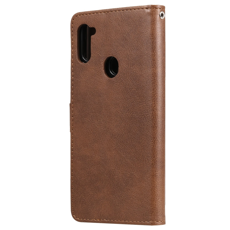 For Samsung Galaxy M11 / A11 2 in 1 Solid Color Detachable PU Leather Case with Card Slots & Magnetic Holder & Photo Frame & Wallet & Strap